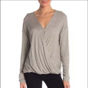 Lush Surplice Wrap Drape Black Striped Top 🩷NWOT🩷